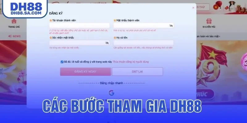 Các bước tham gia DH88